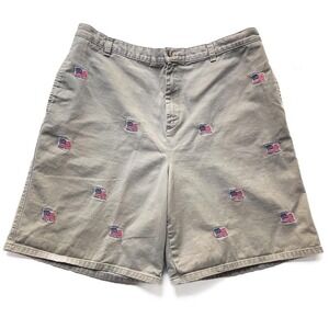 Vintage 90s Embroidered American Flag Shorts Size 38 4th of July Bricken Dadcore